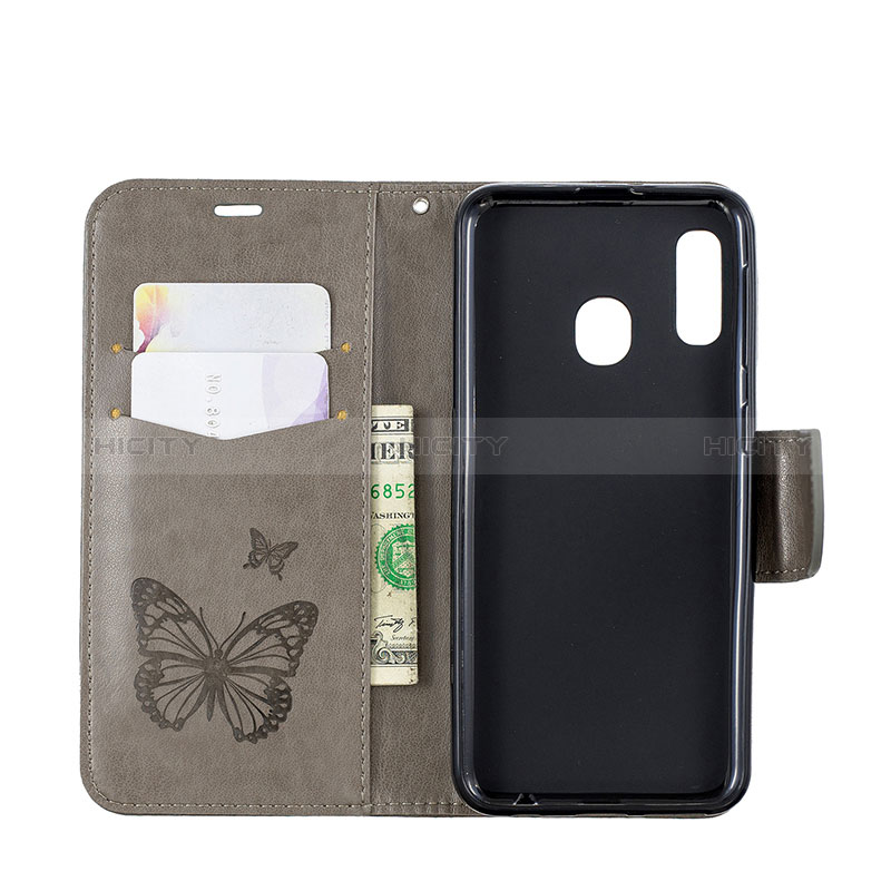 Handytasche Stand Schutzhülle Flip Leder Hülle Schmetterling B01F für Samsung Galaxy A20e