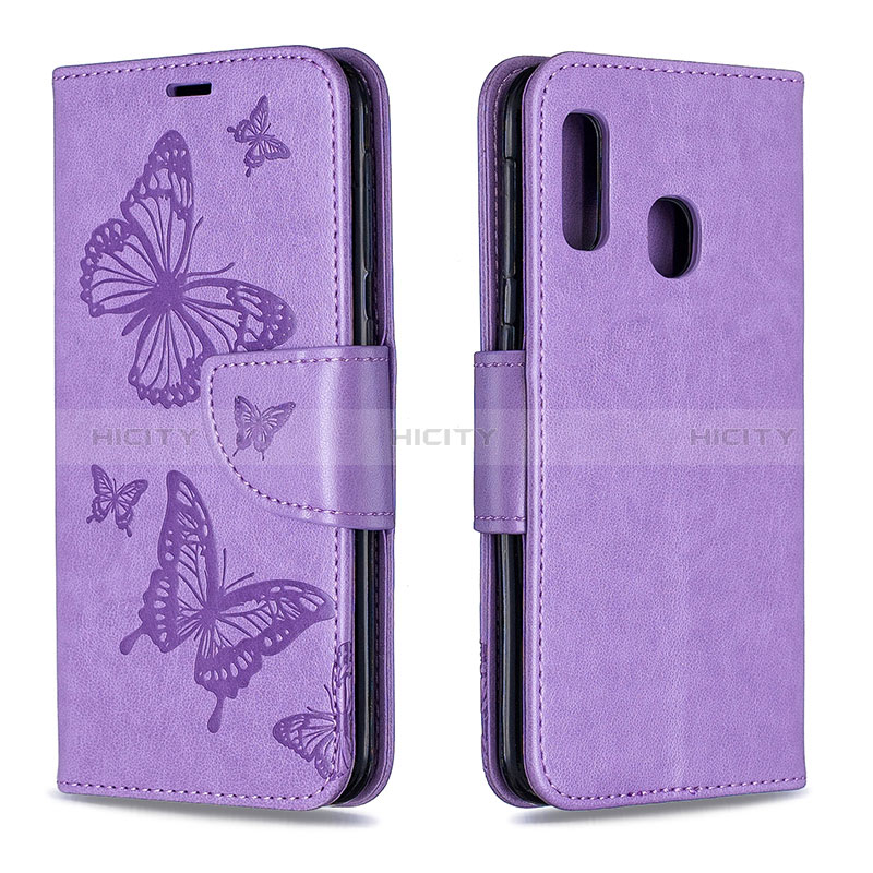 Handytasche Stand Schutzhülle Flip Leder Hülle Schmetterling B01F für Samsung Galaxy A20e