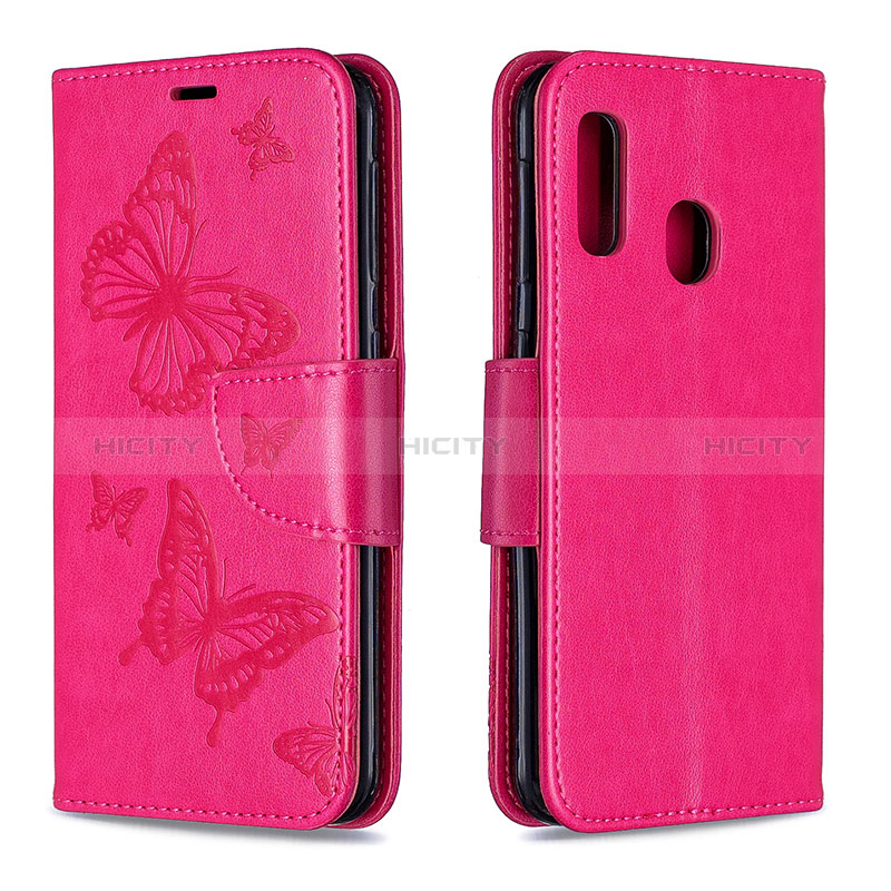 Handytasche Stand Schutzhülle Flip Leder Hülle Schmetterling B01F für Samsung Galaxy A20e