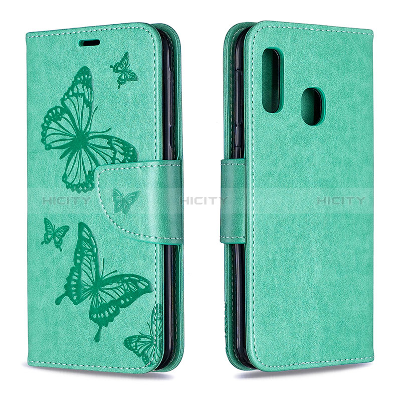 Handytasche Stand Schutzhülle Flip Leder Hülle Schmetterling B01F für Samsung Galaxy A20e