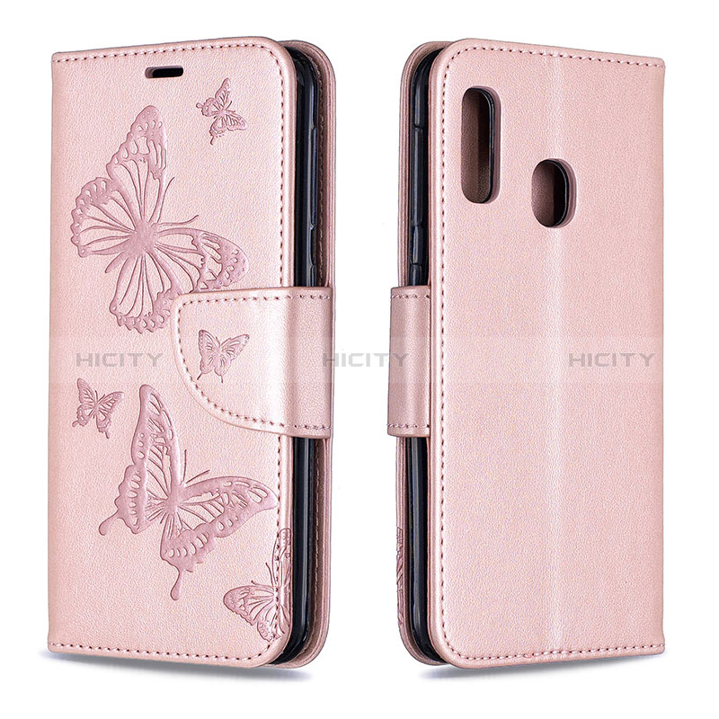 Handytasche Stand Schutzhülle Flip Leder Hülle Schmetterling B01F für Samsung Galaxy A20e