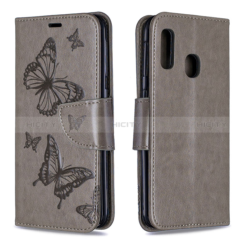 Handytasche Stand Schutzhülle Flip Leder Hülle Schmetterling B01F für Samsung Galaxy A20e