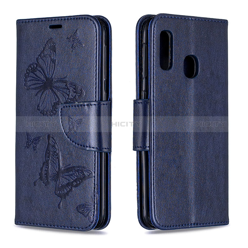 Handytasche Stand Schutzhülle Flip Leder Hülle Schmetterling B01F für Samsung Galaxy A20e