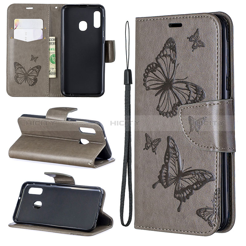 Handytasche Stand Schutzhülle Flip Leder Hülle Schmetterling B01F für Samsung Galaxy A20e