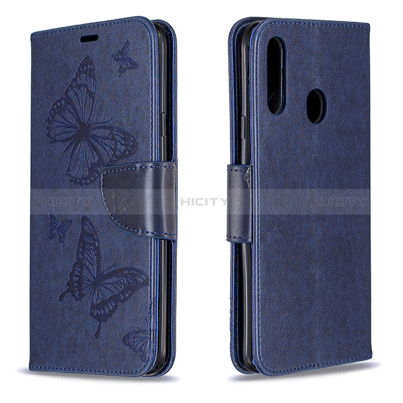 Handytasche Stand Schutzhülle Flip Leder Hülle Schmetterling B01F für Samsung Galaxy A20s Blau Plus