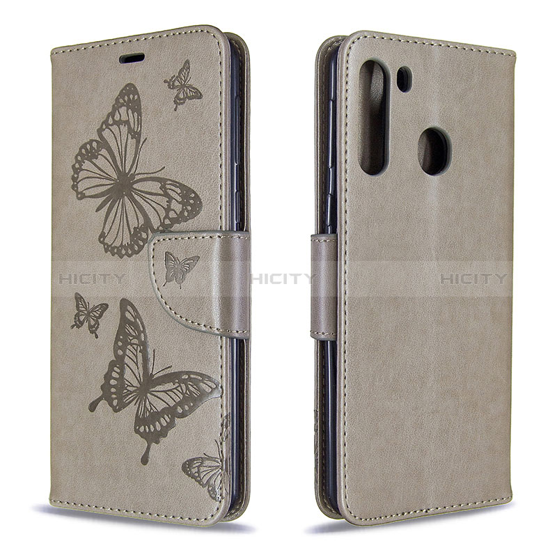 Handytasche Stand Schutzhülle Flip Leder Hülle Schmetterling B01F für Samsung Galaxy A21