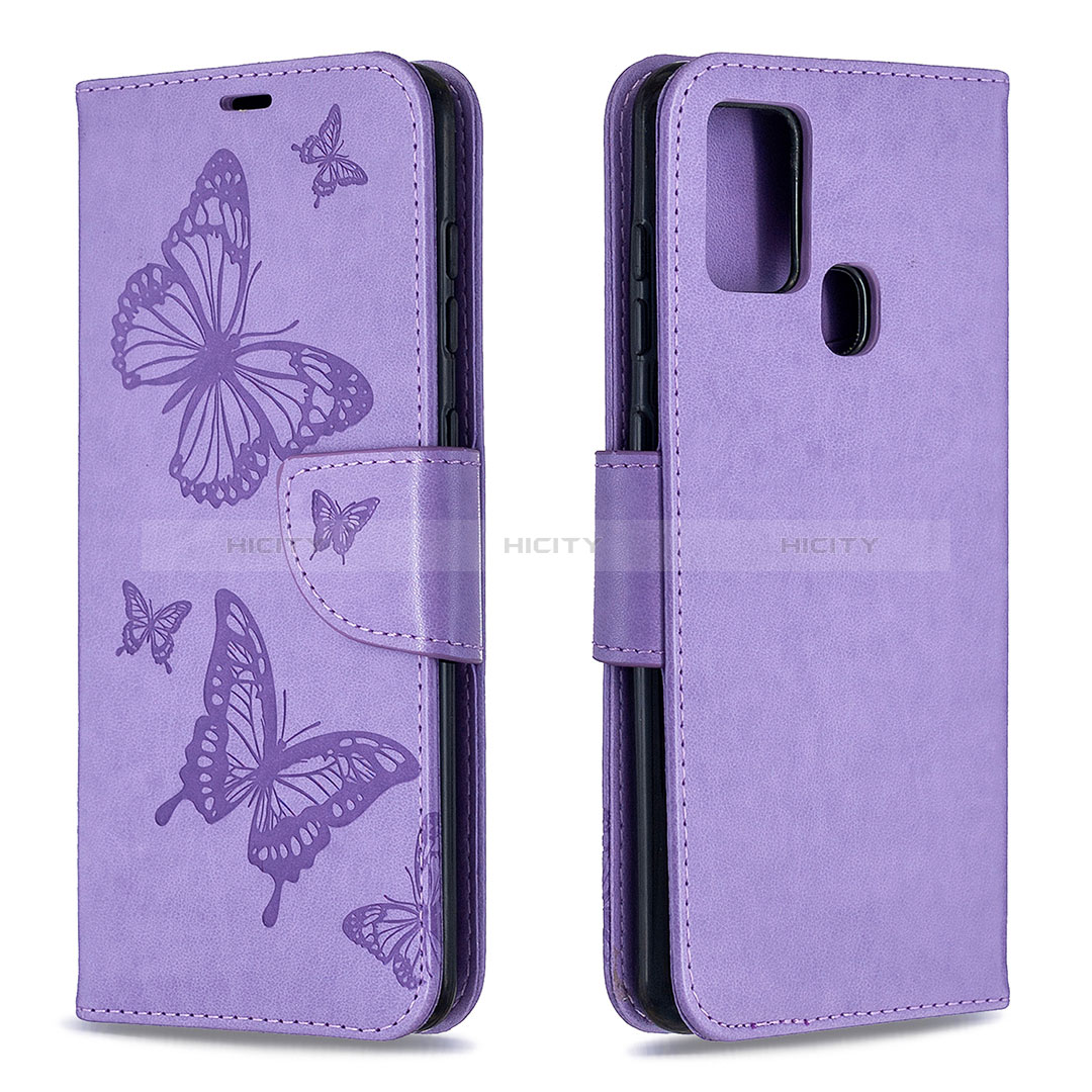 Handytasche Stand Schutzhülle Flip Leder Hülle Schmetterling B01F für Samsung Galaxy A21s