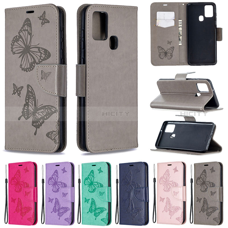 Handytasche Stand Schutzhülle Flip Leder Hülle Schmetterling B01F für Samsung Galaxy A21s