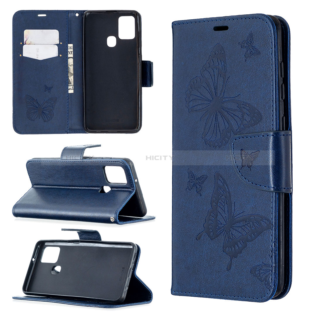 Handytasche Stand Schutzhülle Flip Leder Hülle Schmetterling B01F für Samsung Galaxy A21s