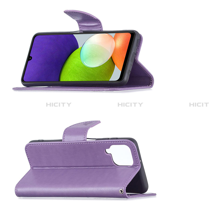 Handytasche Stand Schutzhülle Flip Leder Hülle Schmetterling B01F für Samsung Galaxy A22 4G groß