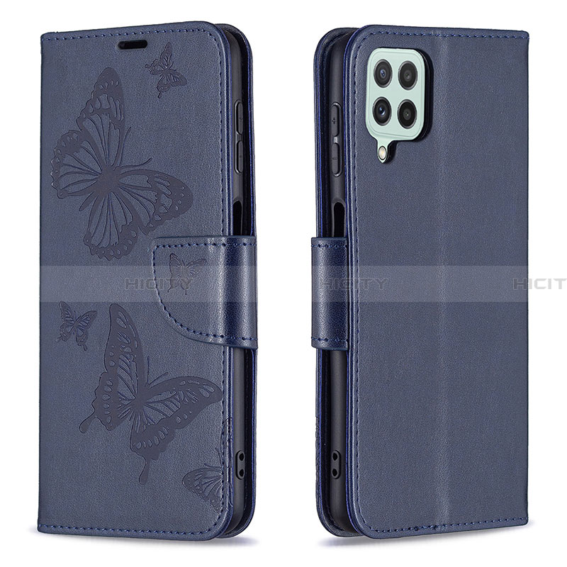 Handytasche Stand Schutzhülle Flip Leder Hülle Schmetterling B01F für Samsung Galaxy A22 4G groß