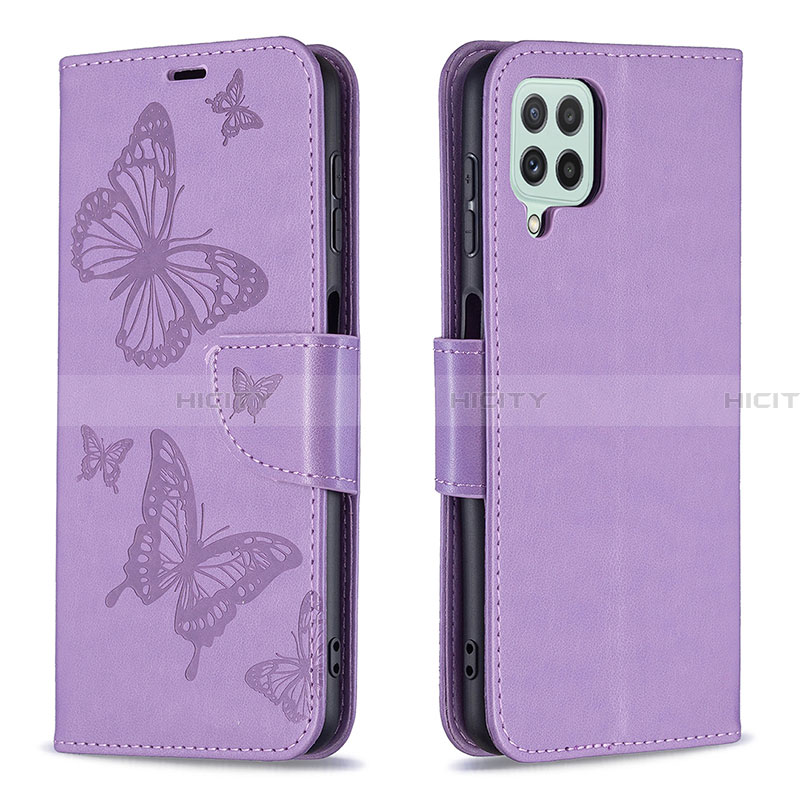 Handytasche Stand Schutzhülle Flip Leder Hülle Schmetterling B01F für Samsung Galaxy A22 4G groß