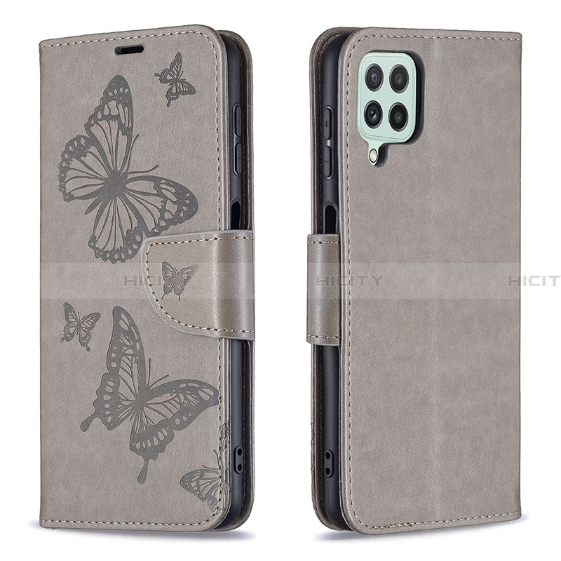 Handytasche Stand Schutzhülle Flip Leder Hülle Schmetterling B01F für Samsung Galaxy A22 4G groß