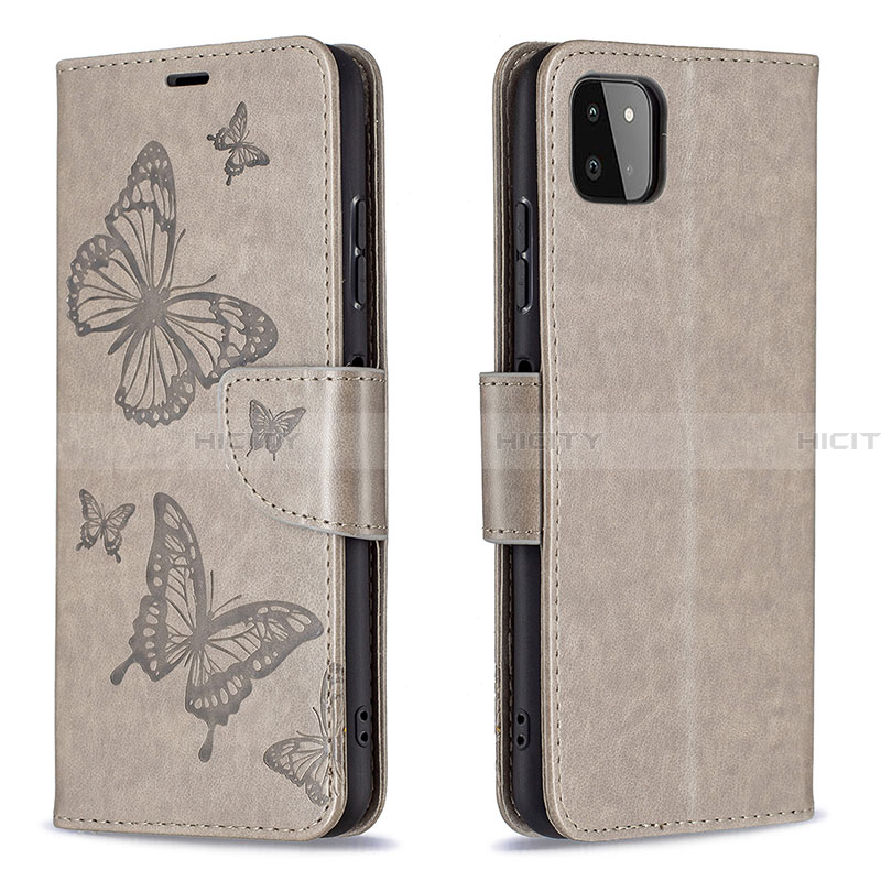 Handytasche Stand Schutzhülle Flip Leder Hülle Schmetterling B01F für Samsung Galaxy A22 5G