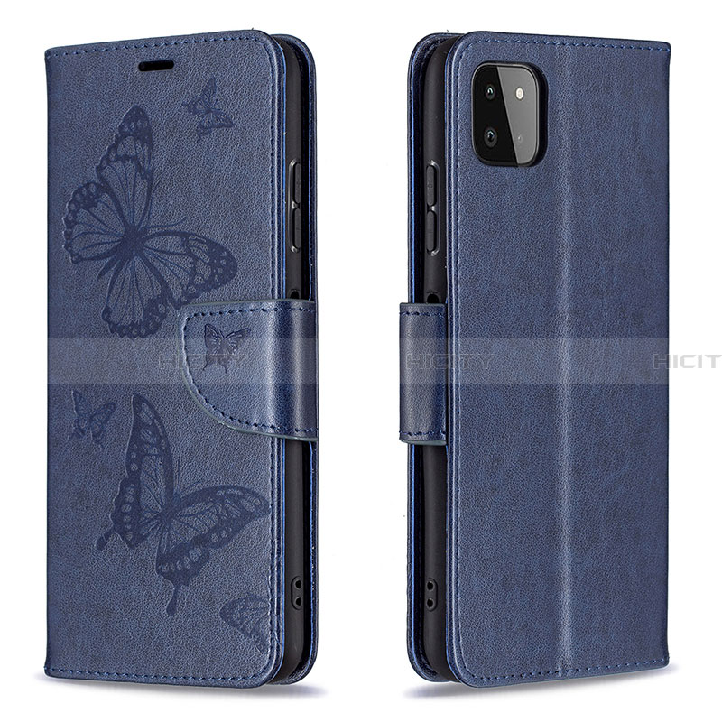 Handytasche Stand Schutzhülle Flip Leder Hülle Schmetterling B01F für Samsung Galaxy A22 5G groß