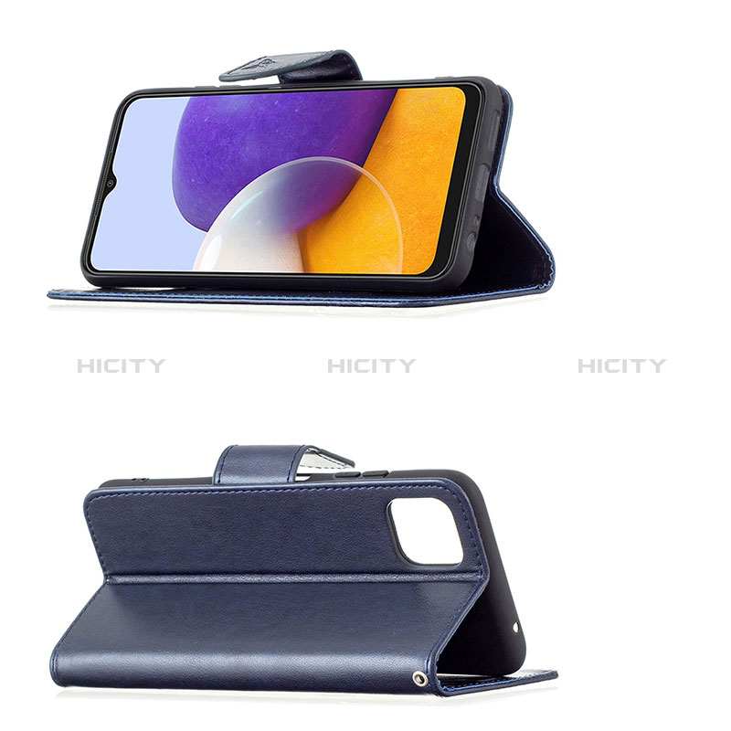 Handytasche Stand Schutzhülle Flip Leder Hülle Schmetterling B01F für Samsung Galaxy A22s 5G