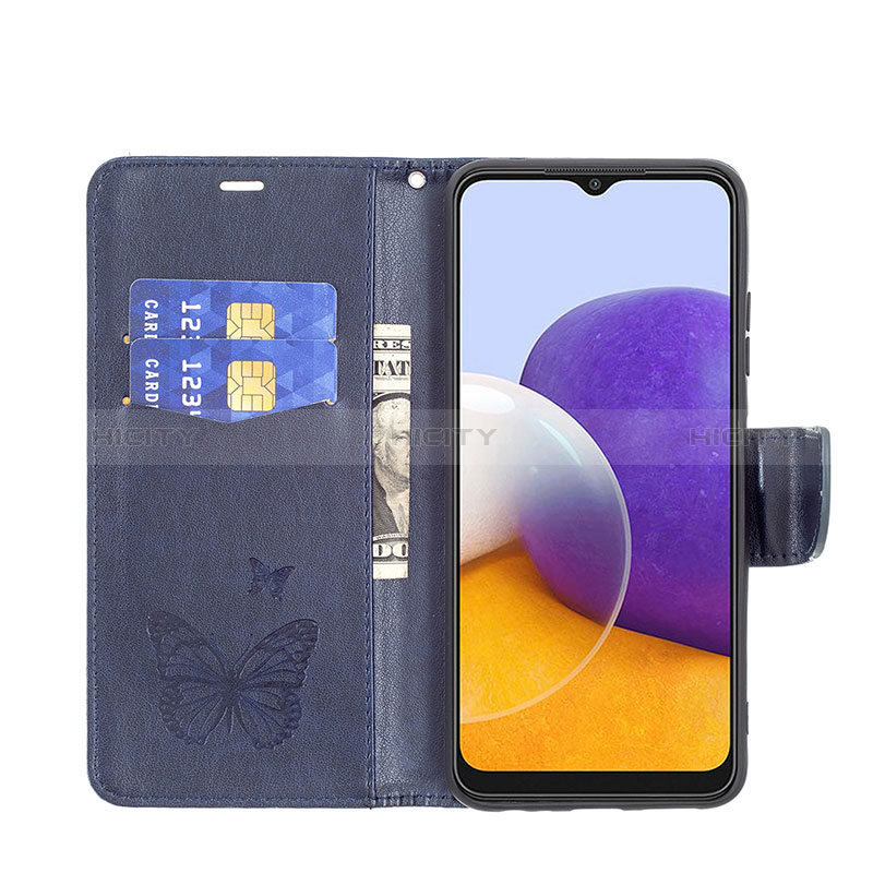 Handytasche Stand Schutzhülle Flip Leder Hülle Schmetterling B01F für Samsung Galaxy A22s 5G