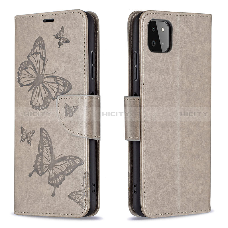 Handytasche Stand Schutzhülle Flip Leder Hülle Schmetterling B01F für Samsung Galaxy A22s 5G groß