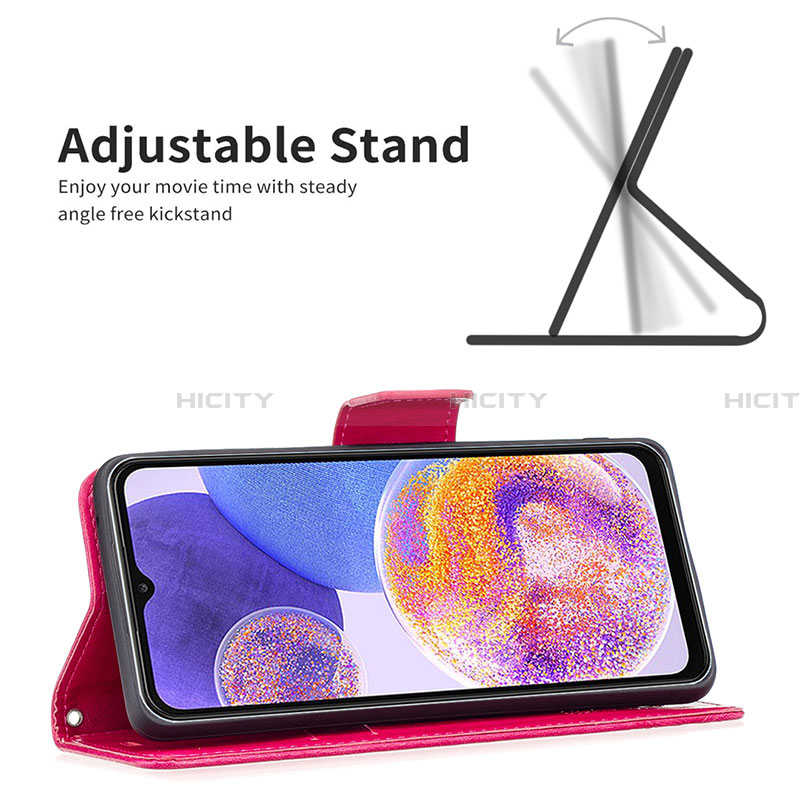 Handytasche Stand Schutzhülle Flip Leder Hülle Schmetterling B01F für Samsung Galaxy A23 4G groß