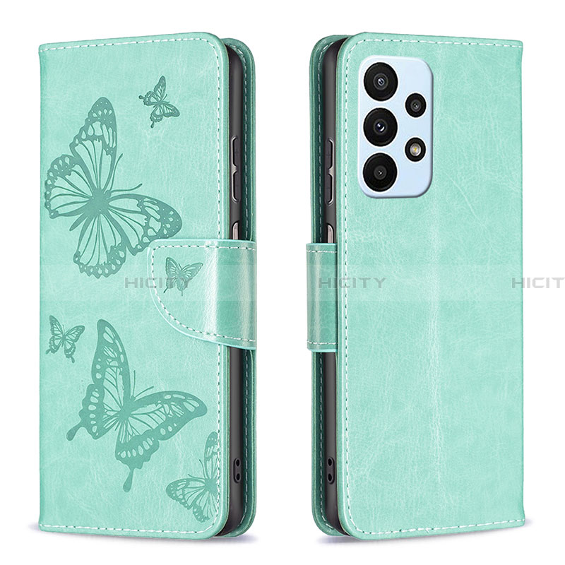 Handytasche Stand Schutzhülle Flip Leder Hülle Schmetterling B01F für Samsung Galaxy A23 4G groß