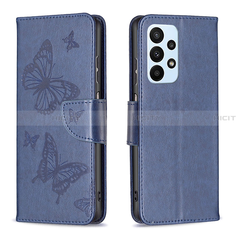 Handytasche Stand Schutzhülle Flip Leder Hülle Schmetterling B01F für Samsung Galaxy A23 4G groß