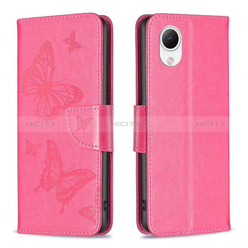 Handytasche Stand Schutzhülle Flip Leder Hülle Schmetterling B01F für Samsung Galaxy A23e 5G Pink