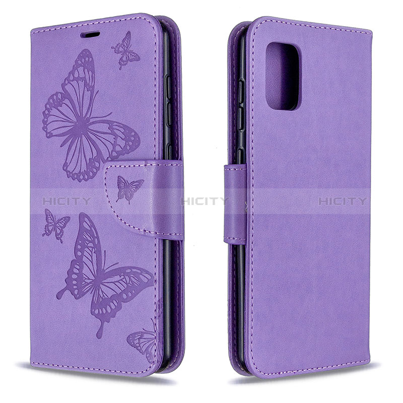 Handytasche Stand Schutzhülle Flip Leder Hülle Schmetterling B01F für Samsung Galaxy A31 groß