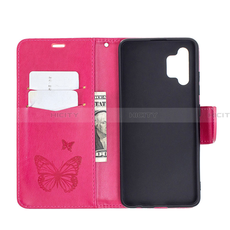 Handytasche Stand Schutzhülle Flip Leder Hülle Schmetterling B01F für Samsung Galaxy A32 4G groß