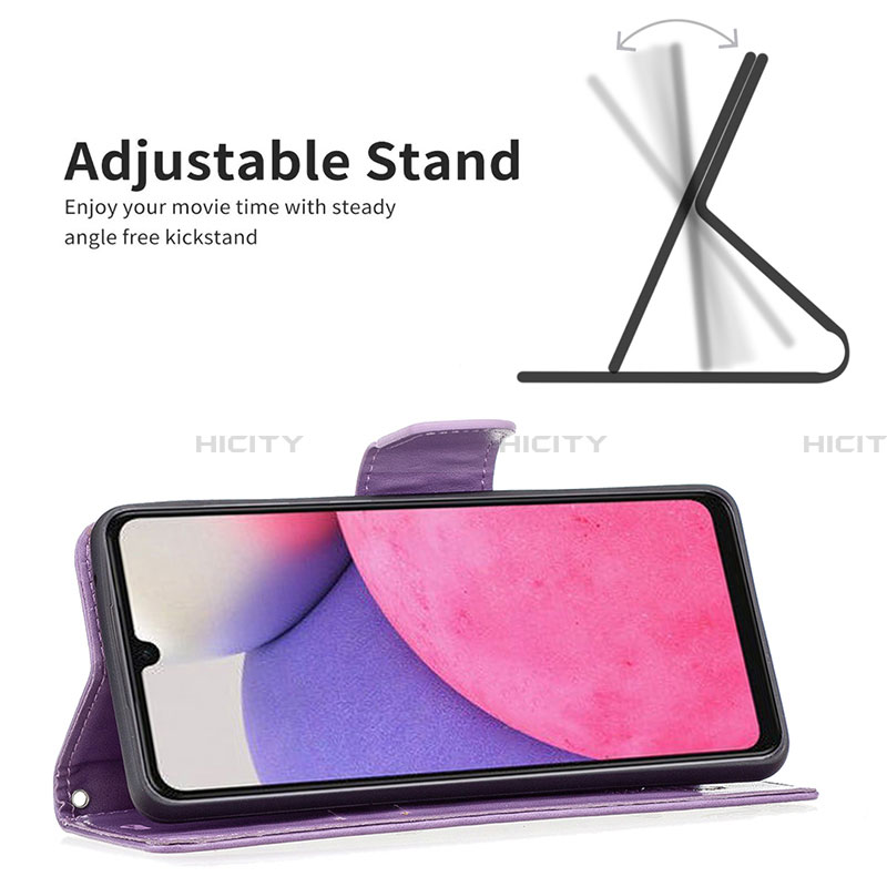 Handytasche Stand Schutzhülle Flip Leder Hülle Schmetterling B01F für Samsung Galaxy A33 5G