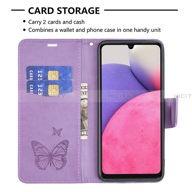 Handytasche Stand Schutzhülle Flip Leder Hülle Schmetterling B01F für Samsung Galaxy A33 5G