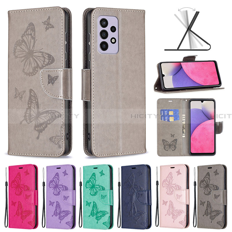 Handytasche Stand Schutzhülle Flip Leder Hülle Schmetterling B01F für Samsung Galaxy A33 5G