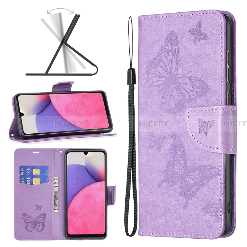 Handytasche Stand Schutzhülle Flip Leder Hülle Schmetterling B01F für Samsung Galaxy A33 5G