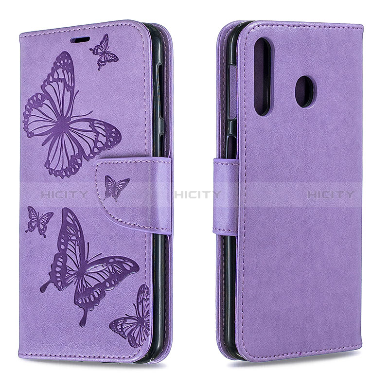 Handytasche Stand Schutzhülle Flip Leder Hülle Schmetterling B01F für Samsung Galaxy A40s groß