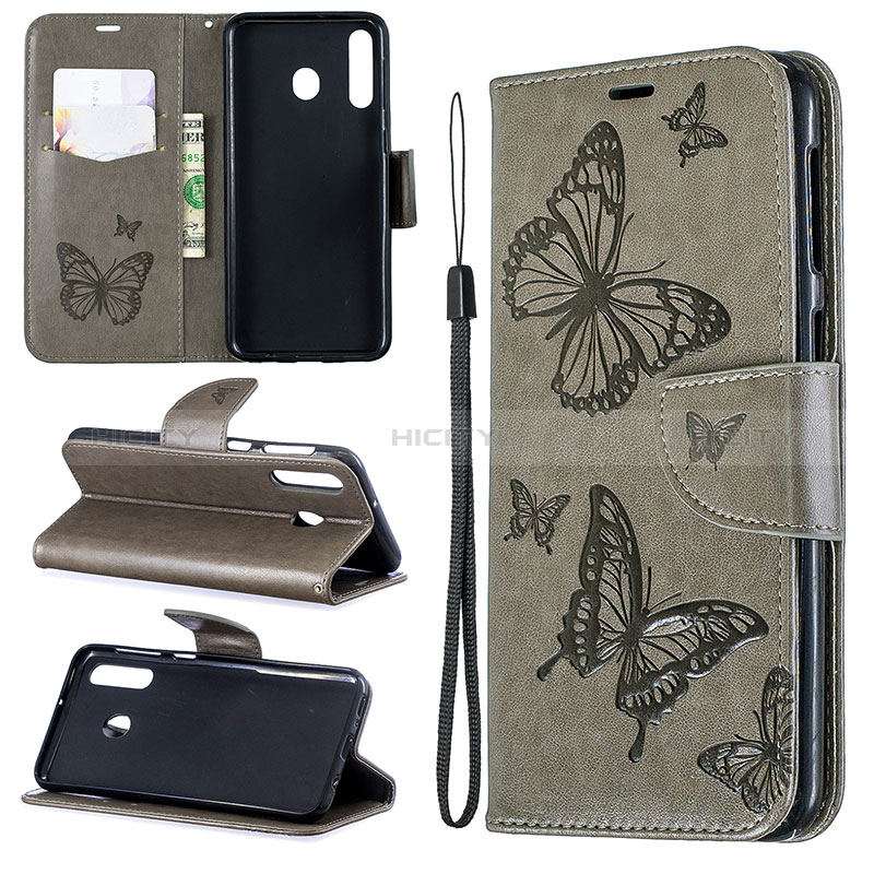 Handytasche Stand Schutzhülle Flip Leder Hülle Schmetterling B01F für Samsung Galaxy A40s