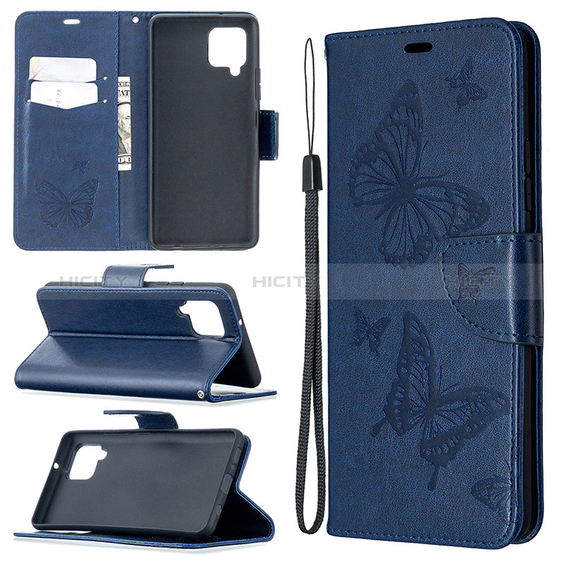 Handytasche Stand Schutzhülle Flip Leder Hülle Schmetterling B01F für Samsung Galaxy A42 5G