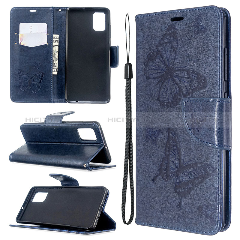 Handytasche Stand Schutzhülle Flip Leder Hülle Schmetterling B01F für Samsung Galaxy A51 4G