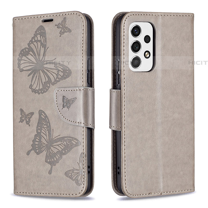 Handytasche Stand Schutzhülle Flip Leder Hülle Schmetterling B01F für Samsung Galaxy A53 5G groß