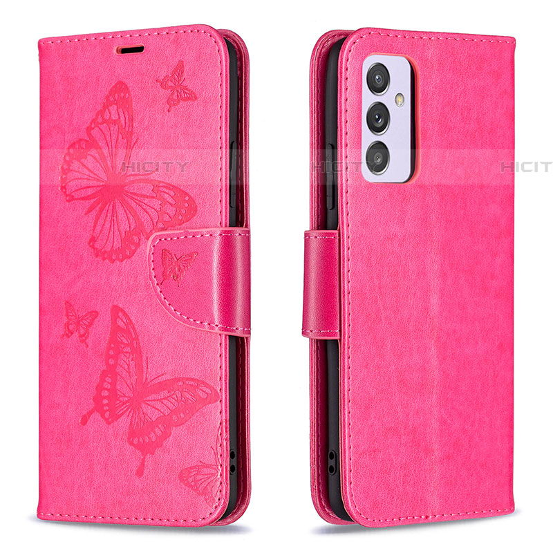 Handytasche Stand Schutzhülle Flip Leder Hülle Schmetterling B01F für Samsung Galaxy A54 5G Pink