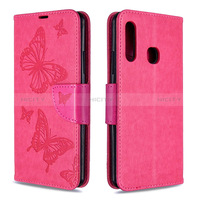 Handytasche Stand Schutzhülle Flip Leder Hülle Schmetterling B01F für Samsung Galaxy A70E groß