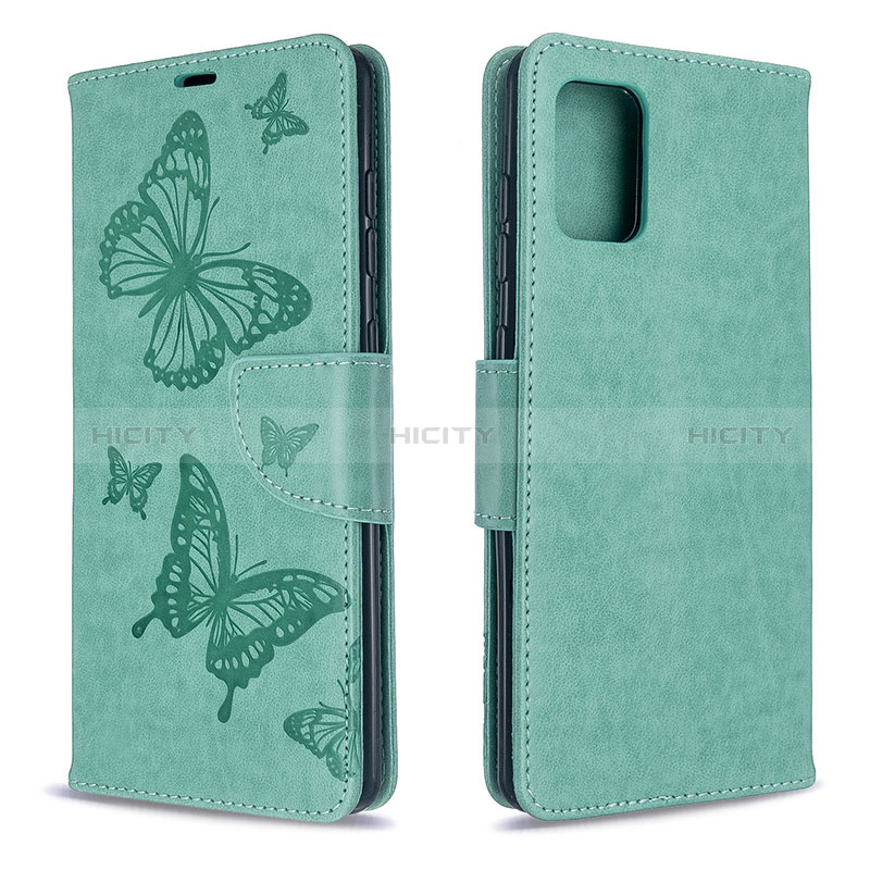 Handytasche Stand Schutzhülle Flip Leder Hülle Schmetterling B01F für Samsung Galaxy A71 5G Grün