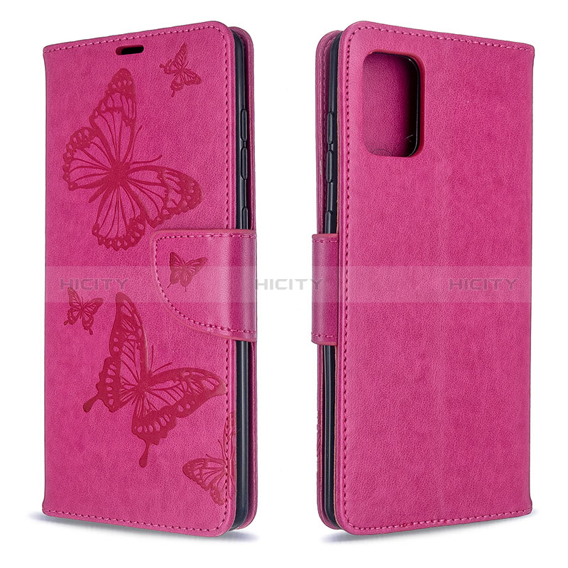 Handytasche Stand Schutzhülle Flip Leder Hülle Schmetterling B01F für Samsung Galaxy A71 5G Pink Plus