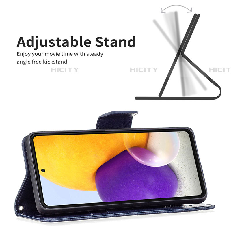 Handytasche Stand Schutzhülle Flip Leder Hülle Schmetterling B01F für Samsung Galaxy A73 5G
