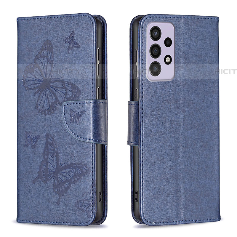 Handytasche Stand Schutzhülle Flip Leder Hülle Schmetterling B01F für Samsung Galaxy A73 5G