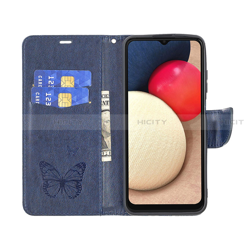 Handytasche Stand Schutzhülle Flip Leder Hülle Schmetterling B01F für Samsung Galaxy F02S SM-E025F groß