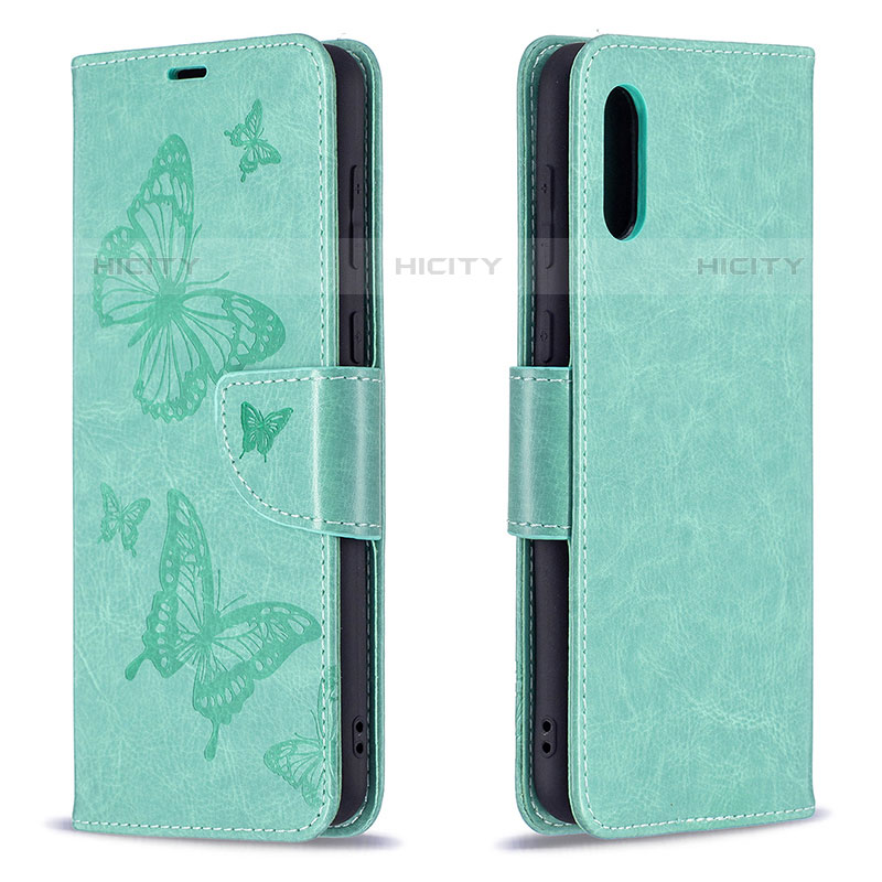 Handytasche Stand Schutzhülle Flip Leder Hülle Schmetterling B01F für Samsung Galaxy M02