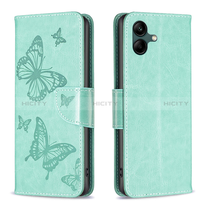 Handytasche Stand Schutzhülle Flip Leder Hülle Schmetterling B01F für Samsung Galaxy M04 Grün