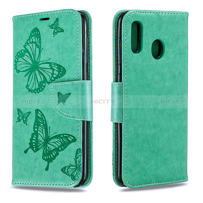 Handytasche Stand Schutzhülle Flip Leder Hülle Schmetterling B01F für Samsung Galaxy M10S Rosegold