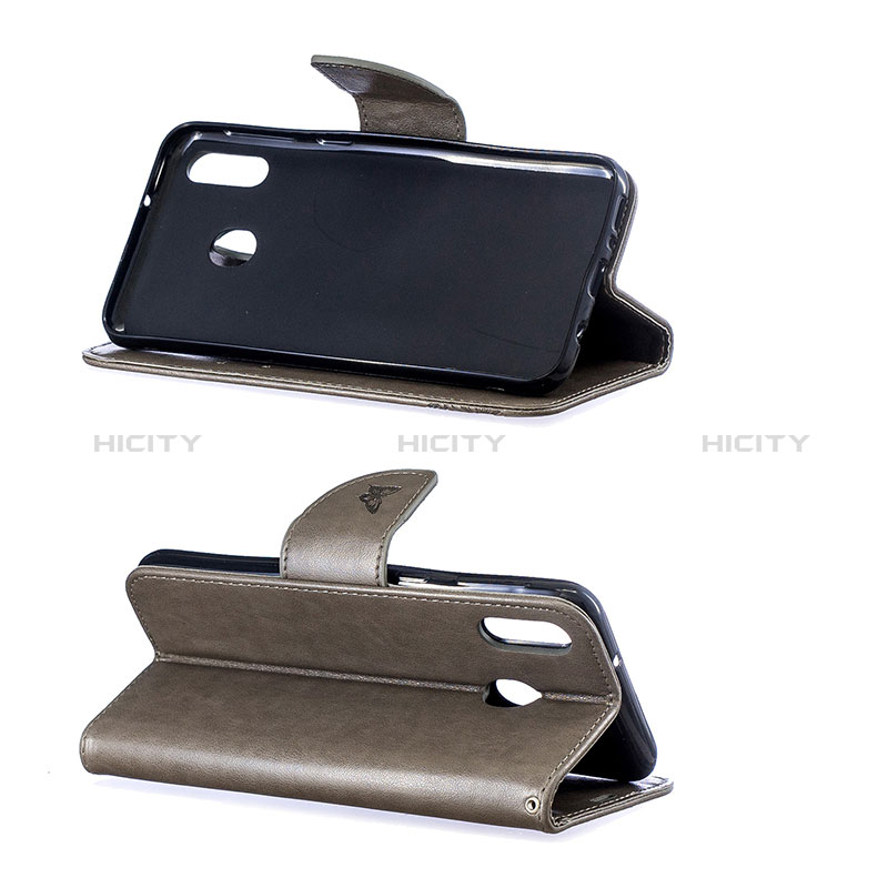 Handytasche Stand Schutzhülle Flip Leder Hülle Schmetterling B01F für Samsung Galaxy M20