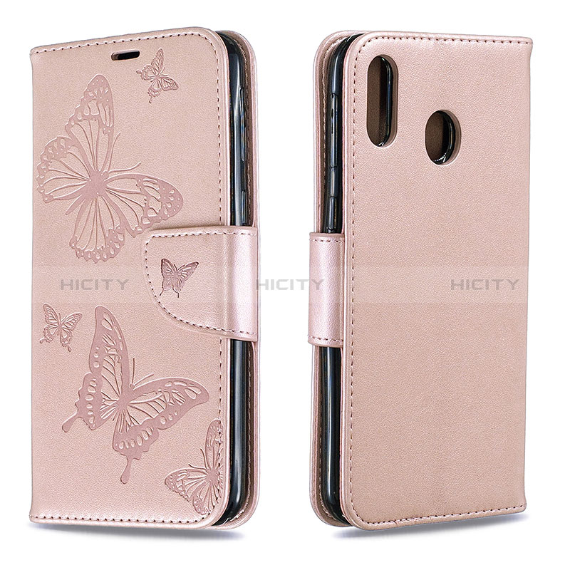 Handytasche Stand Schutzhülle Flip Leder Hülle Schmetterling B01F für Samsung Galaxy M20