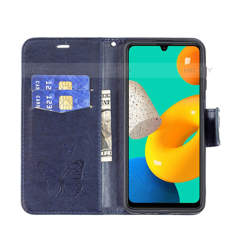 Handytasche Stand Schutzhülle Flip Leder Hülle Schmetterling B01F für Samsung Galaxy M32 4G